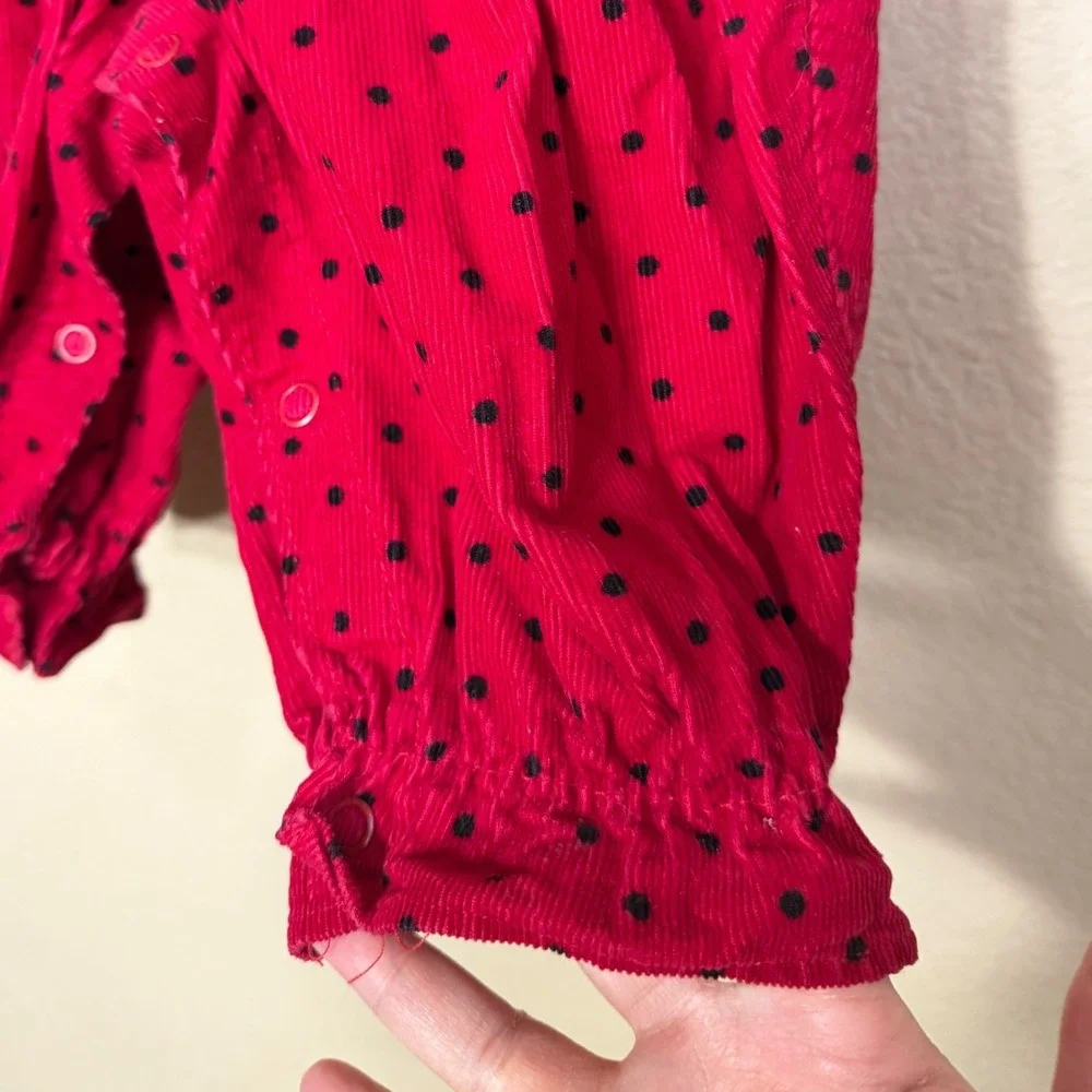Vintage Baby OshKosh Bgosh Red Polka Dot Corduroy Romper 6-9 Months USA Made